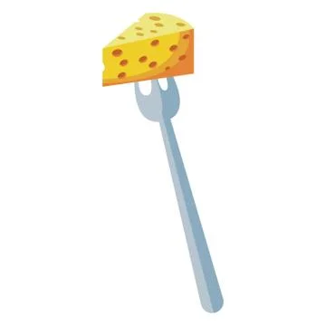 Cheese on fork Stock Illustration