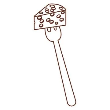 Cheese on fork Stock Illustration