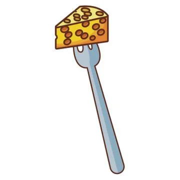 Cheese on fork Stock Illustration