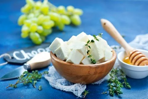 Cheese with grape Stock Photos