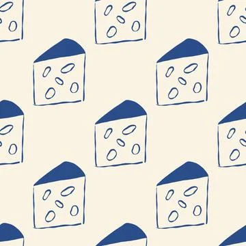 Cheese graphic pattern with blue shading on soft beige Stock Illustration