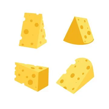 Cheese with holes isolated on white background Stock Illustration