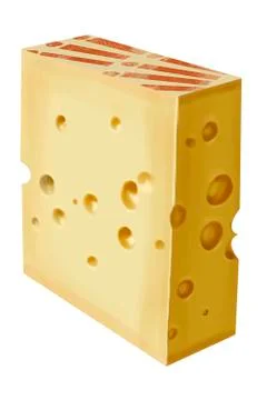 Cheese with holes, milk processing stage. illustration. dairy product Stockillustratie