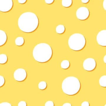Cheese with holes vector seamless pattern on white background. Stock Illustration