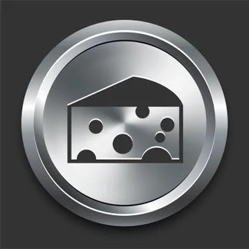 Cheese Icon on Metal Internet Button Stock Illustration