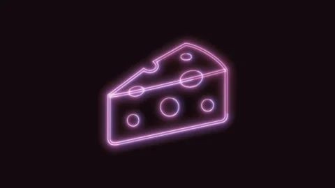 Cheese Icon Neon Seamless Loop with Black Background 4K Stock Footage 311301298
