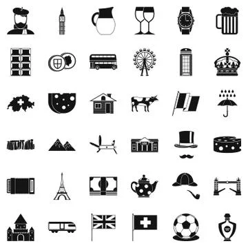 Cheese icons set, simple style Illustrazione stock