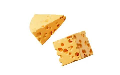 Cheese isolated on the white background, 3d rendering. 库存插图