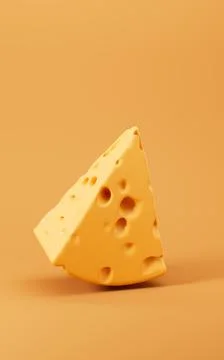 Cheese isolated on the yellow background, 3d rendering. 库存插图