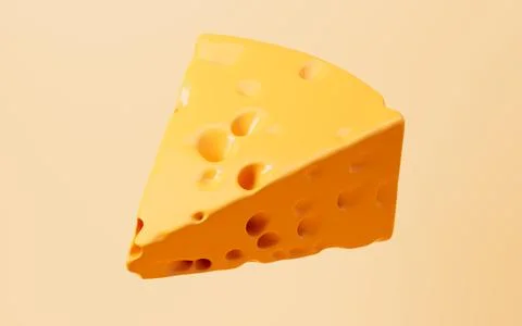 Cheese isolated on the yellow background, 3d rendering. 库存插图