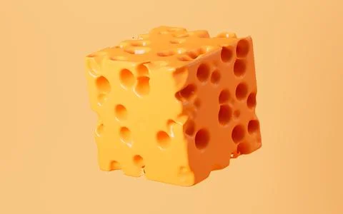 Cheese isolated on the yellow background, 3d rendering. 库存插图