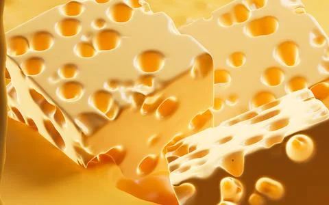 Cheese isolated with yellow cream background, 3d rendering. 库存插图