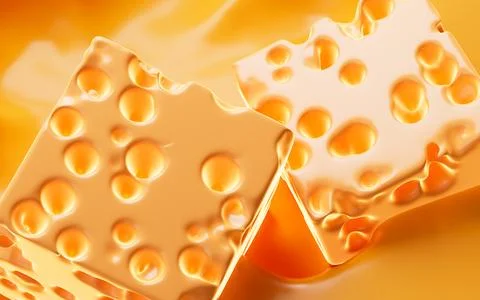 Cheese isolated with yellow cream background, 3d rendering. 库存插图