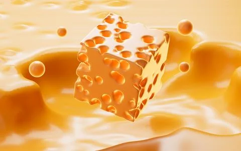 Cheese isolated with yellow cream background, 3d rendering. 库存插图