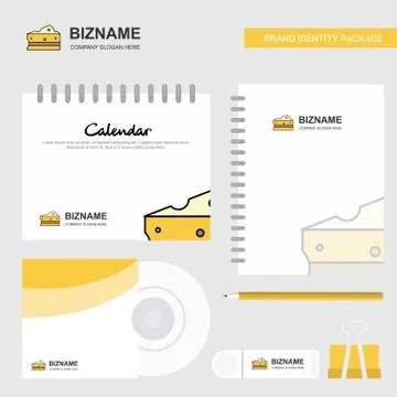 Cheese Logo, Calendar Template, CD Cover, Diary and USB Brand Stationary Pack Illustrazione stock