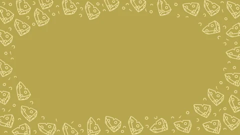 Cheese lover's day doodle frame background food pattern cute yellow Stock Footage 326837882