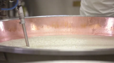The cheese maker is cutting the curd Stock Footage 60975565