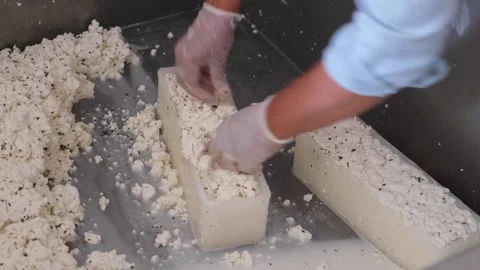 Cheese making from goat's milk Stock Footage 294097700