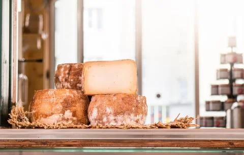 Cheese market Stock Photos