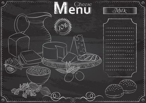 Cheese menu chalk Stock Illustration