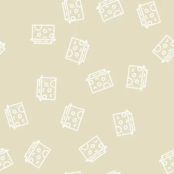 Cheese milk product line vector seamless pattern 스톡 일러스트