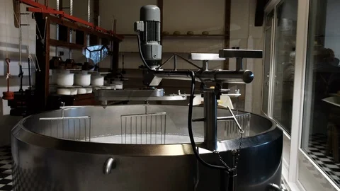 Cheese milk stirring machine. Cheese production on a farm in Zaandam, Holland Stock Footage 110659396
