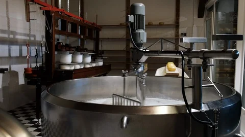 Cheese milk stirring machine. Cheese production on a farm in Zaandam, Netherland Stock Footage 110667093