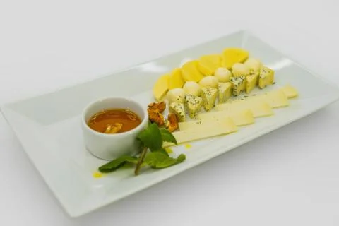 Cheese mix with wallnuts Stock-Fotos