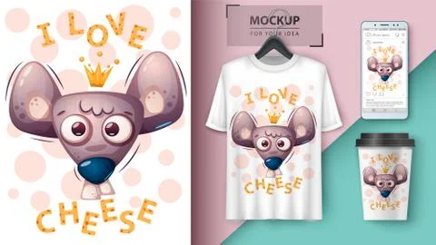 Cheese mouse, rat - mockup for your idea Stock Illustration