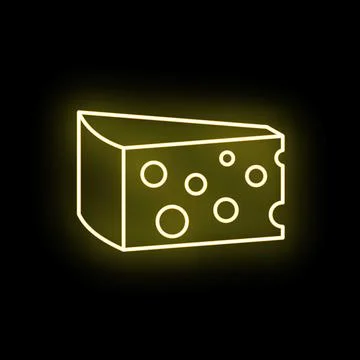 Cheese neon light outlining a yellow food sign Illustrazione stock