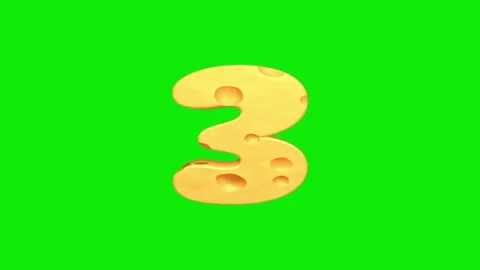 Cheese number animation on a green screen background Stock Footage 339323179