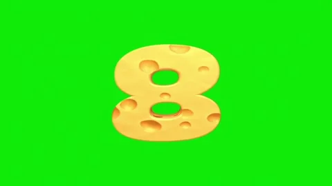 Cheese number animation on a green screen background 스톡 동영상 339323219