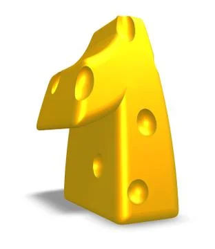 Cheese number one on white background - 3d illustration Stock-Illustration