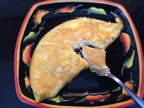 Cheese Omelet with Fork Stock Photos