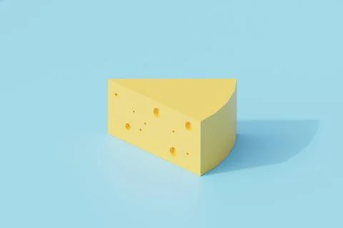 Cheese or chedar single isolated object. 3d render illustration イラスト素材
