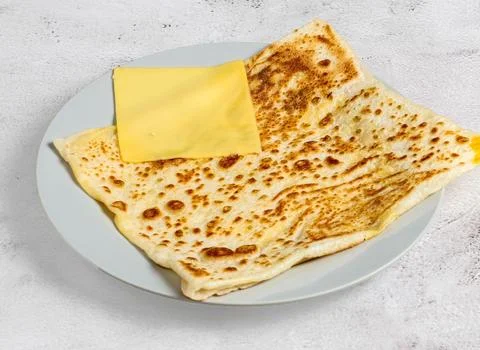 Cheese paratha or parata with cheese slice served in dish isolated top view.. 写真素材