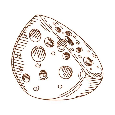 Cheese part sketch Stock Illustration