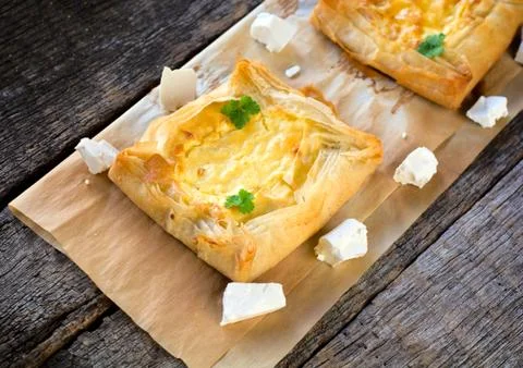 Cheese pastry on the table Stock Photos