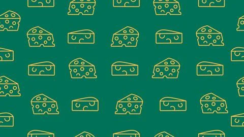 Cheese pattern background. Seamless motif of cheese doodle. Hand drawn cheese Stock Illustration