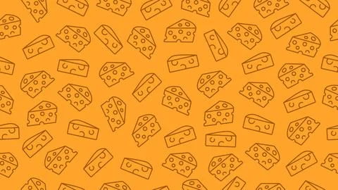 Cheese pattern background. Seamless motif of cheese doodle Stock Illustration