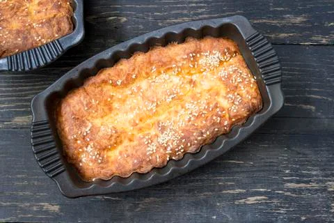 Cheese pie top view Stock Photos