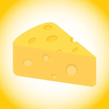 Cheese, a piece of cheese in isometric view on a white background. Vector Stock Illustration