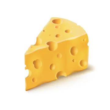 Cheese piece with holes vector 3D realistic dairy food icon Stock-Illustration