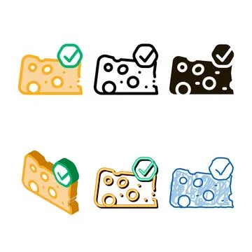 Cheese piece icon vector outline multistyle Stock Illustration