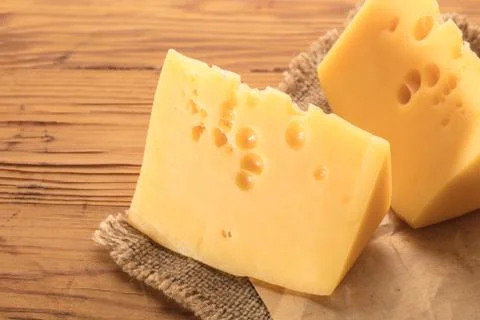 Cheese pieces closeup Foto stock