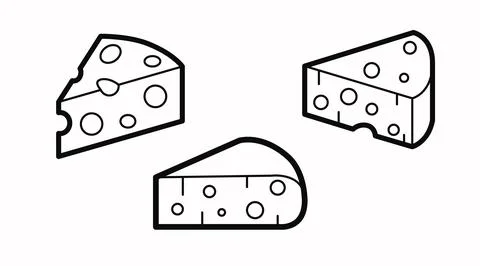 Cheese Pieces Icon Set. Stock Illustration