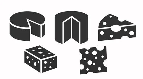 Cheese Pieces Icon Set. Illustrazione stock