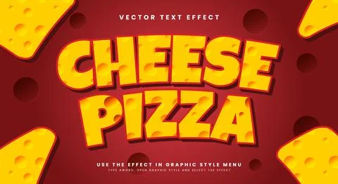 Cheese pizza editable text effect Illustrazione stock