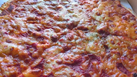 Cheese Pizza Surface Closeup Macro Shot Stock Footage 340373437
