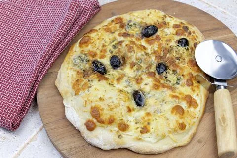 Cheese pizza on a table Foto stock